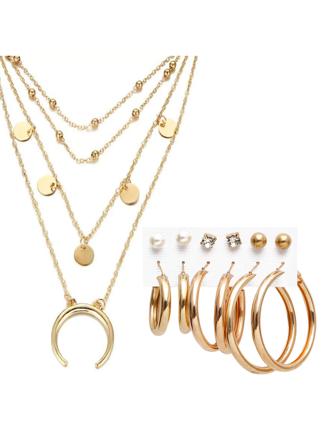 YouBella Women Fashion Stylish and Trendy  Jewellery Set Combo of 6 set of Earrings and Chain for Women and Girls