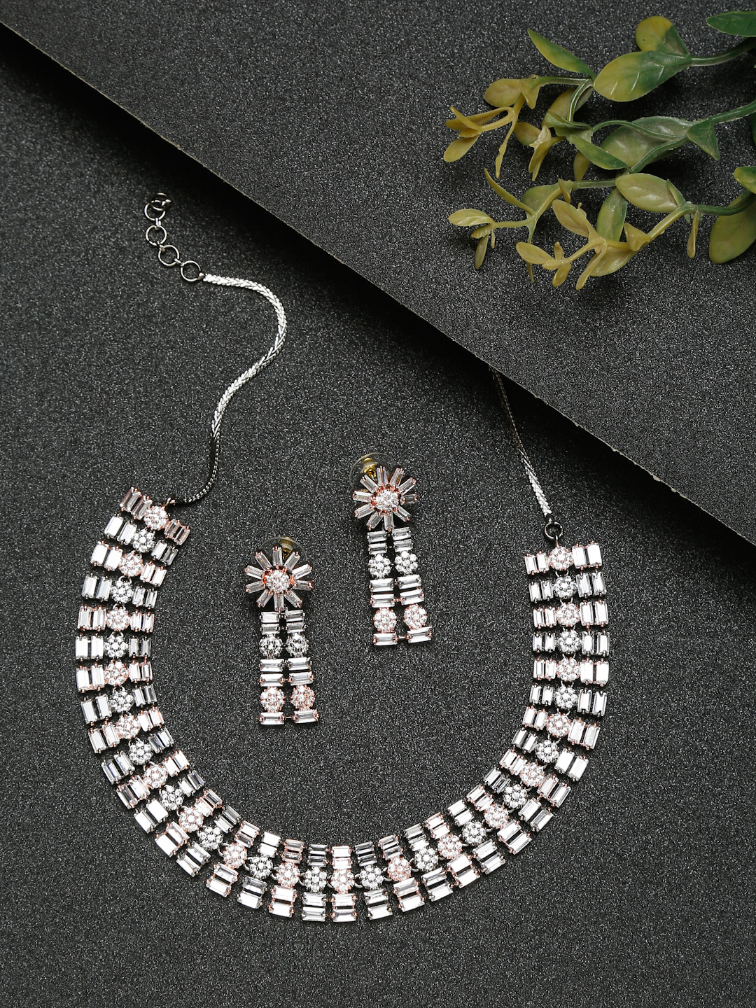 YouBella Jewellery Celebrity Inspired Metallic Touch Jewellery Set with Earrings for Girls and Women (YBNK_50440) (Metallic)