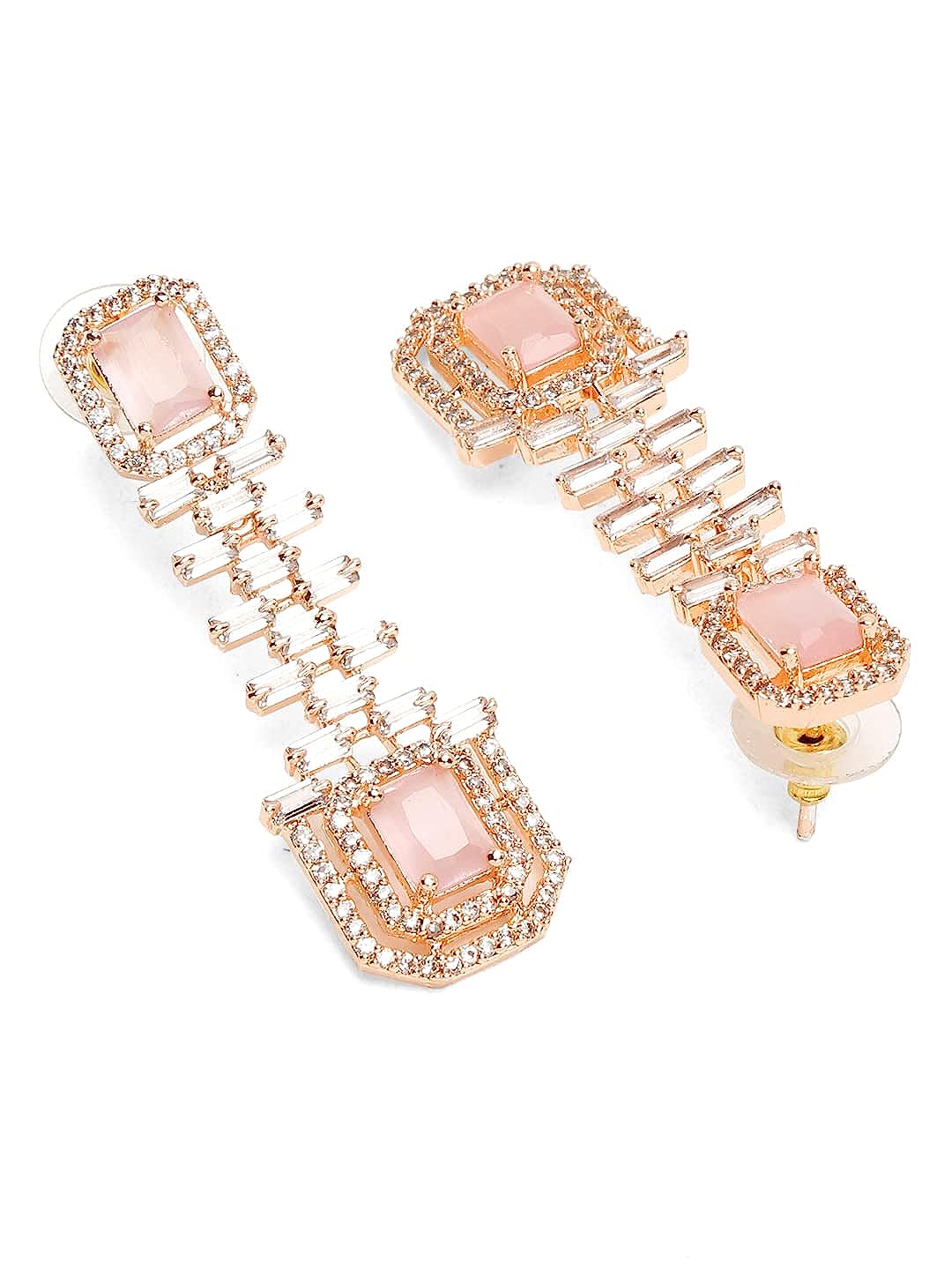 YouBella Jewellery Celebrity Inspired Rose Gold Plated Jewellery Set with Earrings for Girls and Women (YBNK_50442) (Pink)