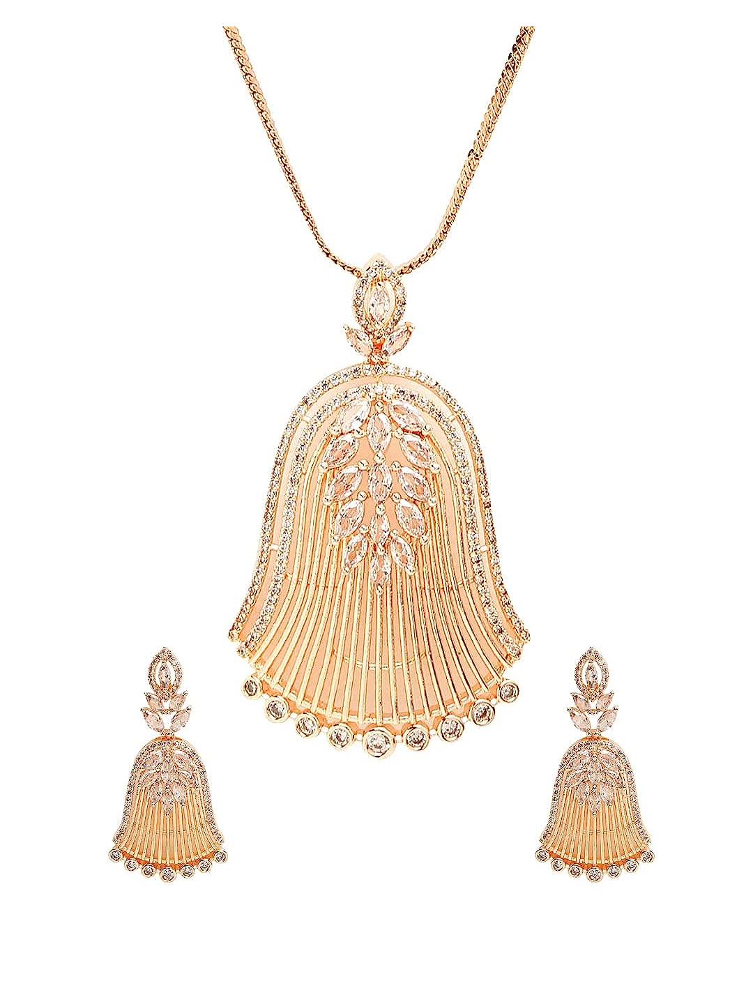 YouBella Jewellery Celebrity Inspired Gold Plated Pendant Necklace Set with Earrings for Girls and Women (YBNK_50445) (Gold)