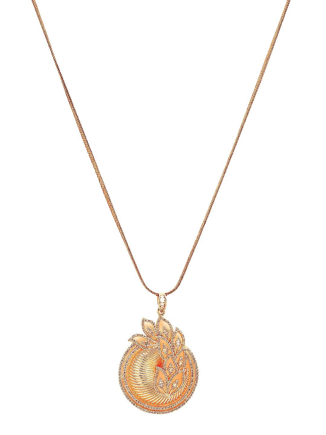 YouBella Jewellery Celebrity Inspired Gold Plated Pendant Necklace Set with Earrings for Girls and Women (YBNK_50447) (Gold)