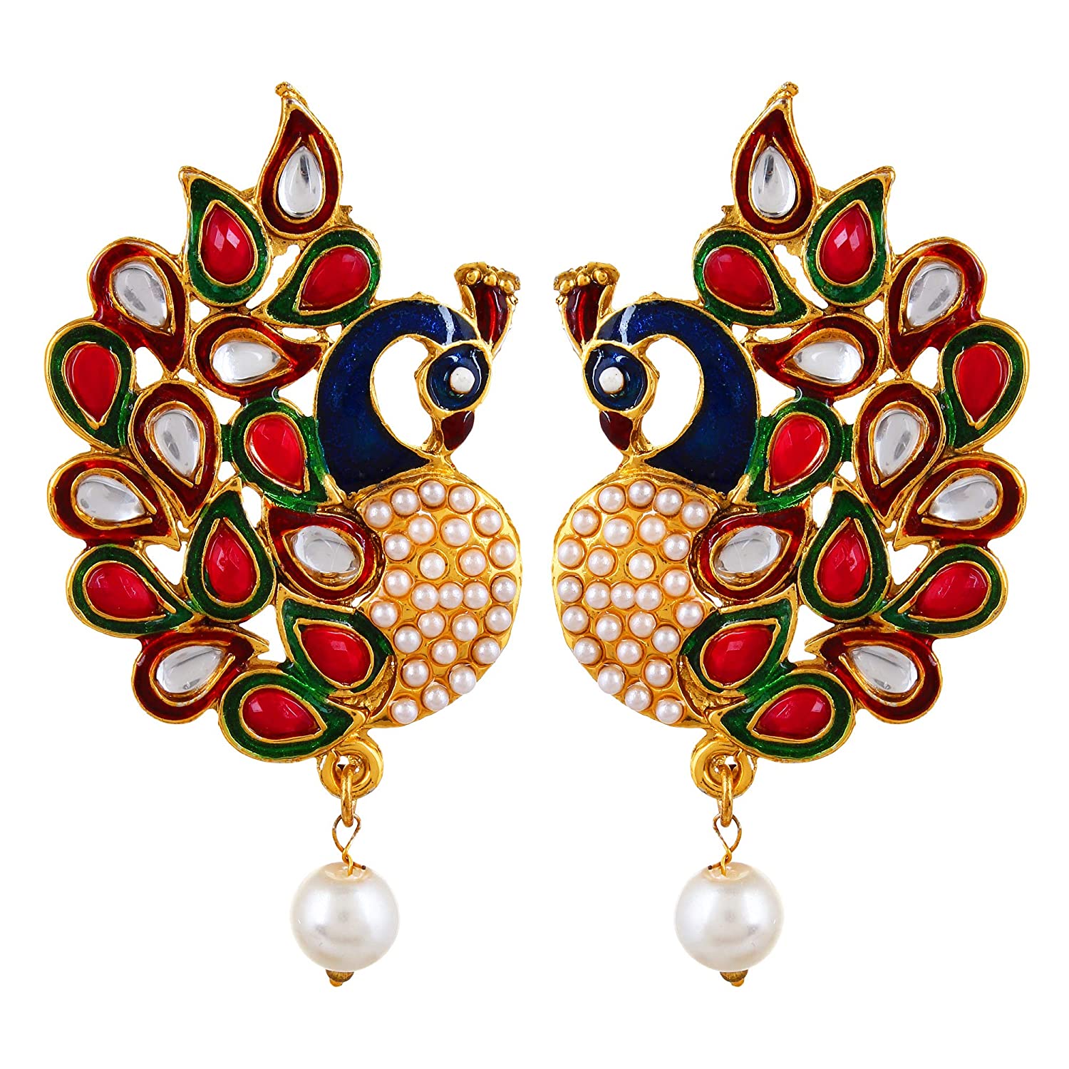Youbella Traditional Dancing Peacock Gold Plated Necklace Jewellery Set With Earrings For Women