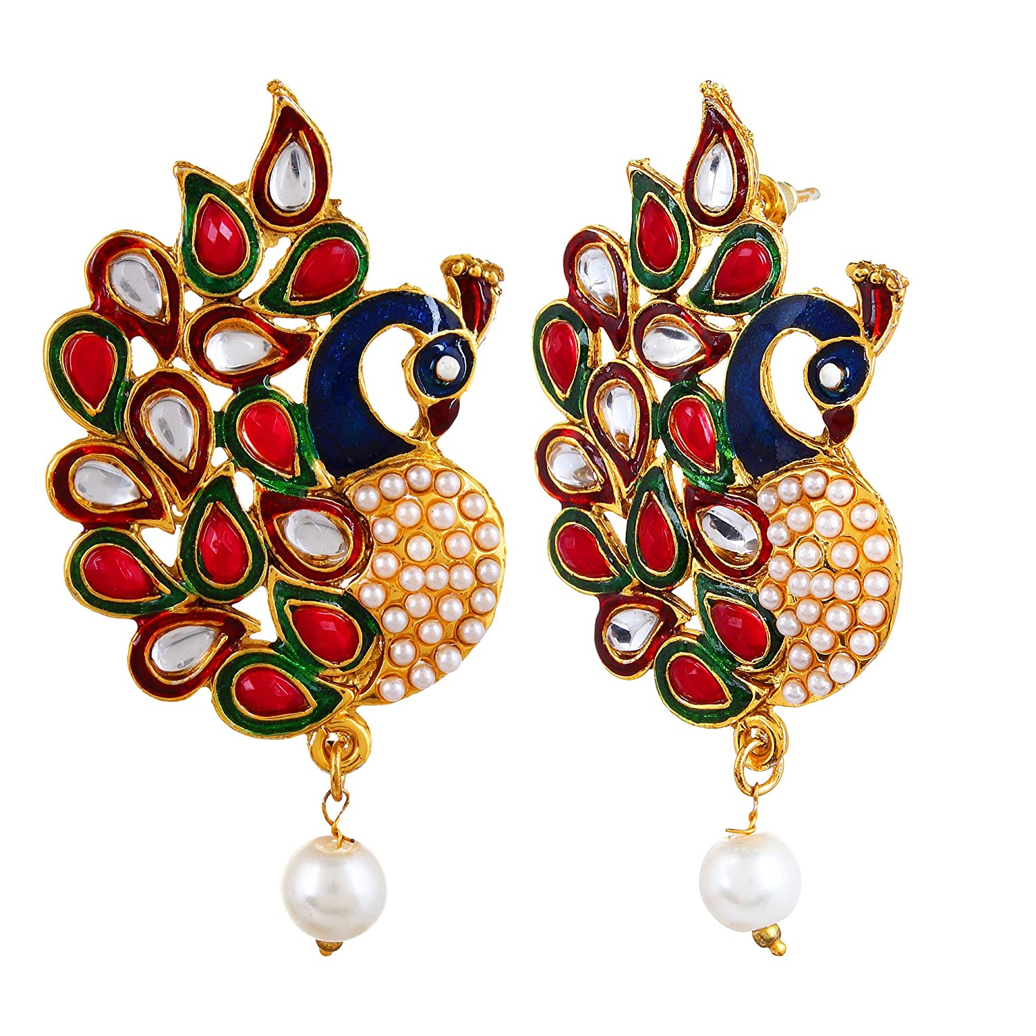 Youbella Traditional Dancing Peacock Gold Plated Necklace Jewellery Set With Earrings For Women