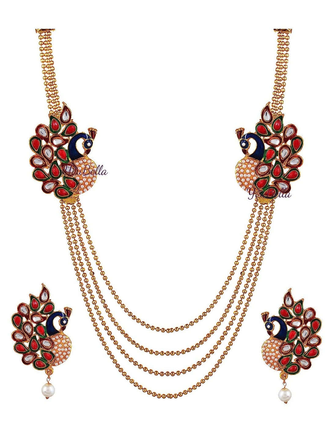 Youbella Traditional Dancing Peacock Gold Plated Necklace Jewellery Set With Earrings For Women