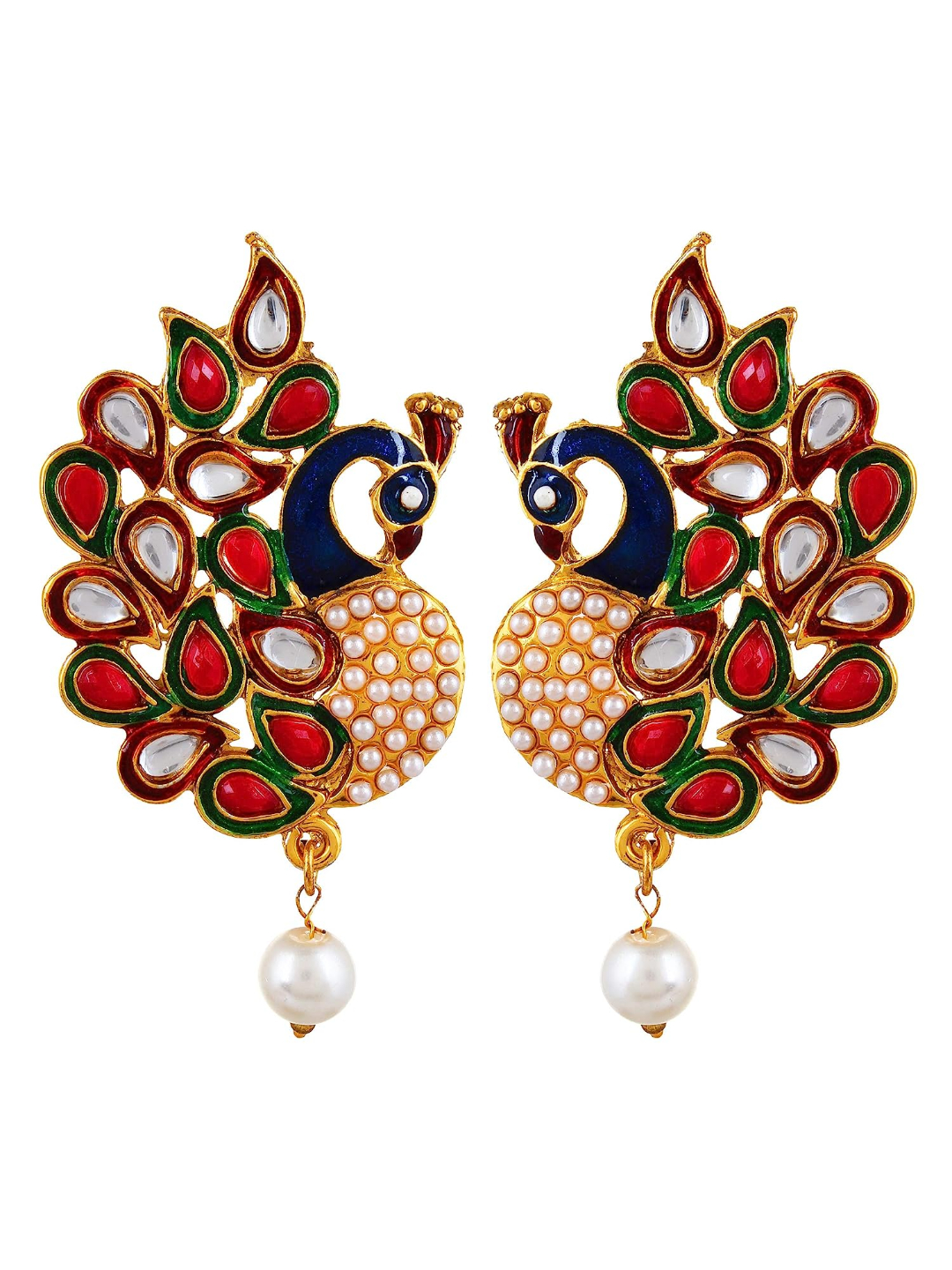 Youbella Traditional Dancing Peacock Gold Plated Necklace Jewellery Set With Earrings For Women