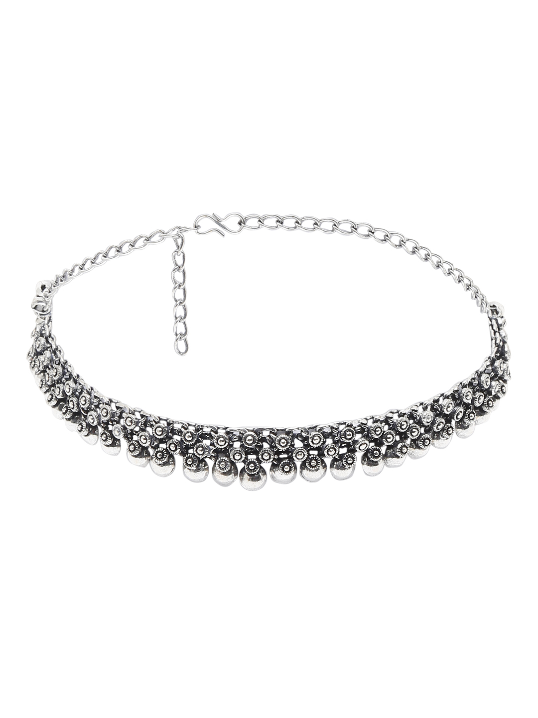 YouBella Jewellery Set for Women Oxidised Silver TradItional Necklace Jewellery Set with Earrings , Rings and Nose Clip for Girls and Women (Style 1)