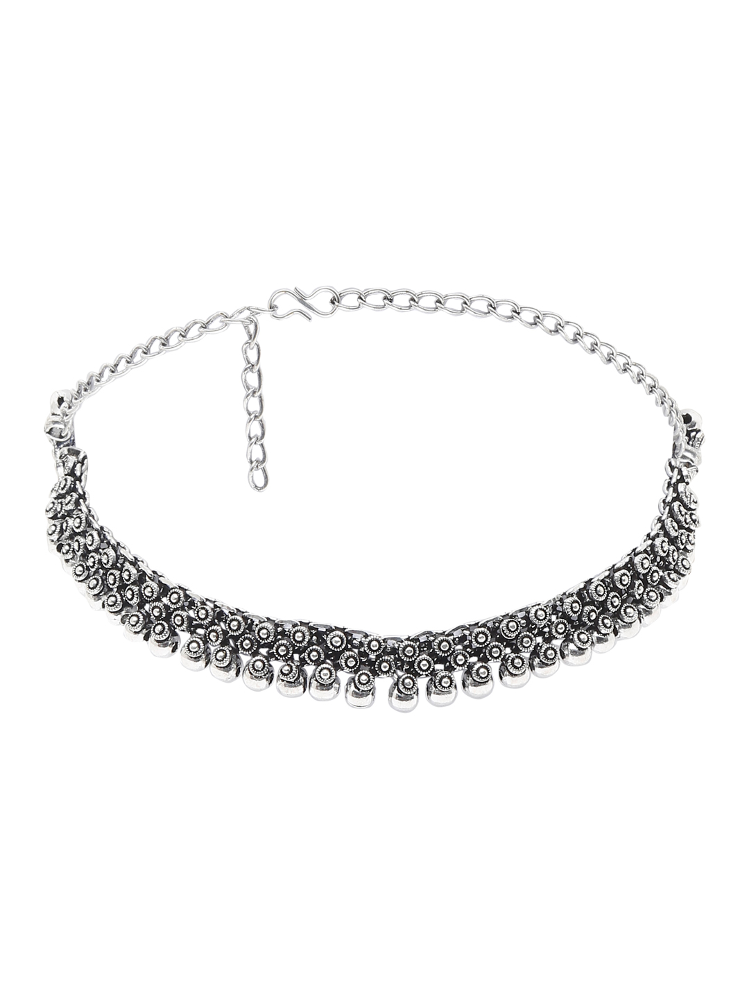 YouBella Jewellery Set for Women Oxidised Silver TradItional Necklace Jewellery Set with Earrings , Rings and Nose Clip for Girls and Women (Style 2)