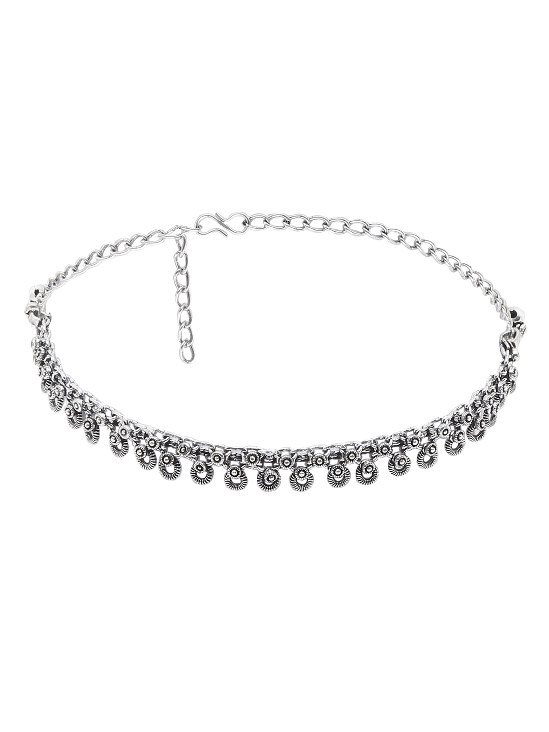 YouBella Jewellery Set for Women Oxidised Silver TradItional Necklace Jewellery Set with Earrings , Rings and Nose Clip for Girls and Women (Style 3)