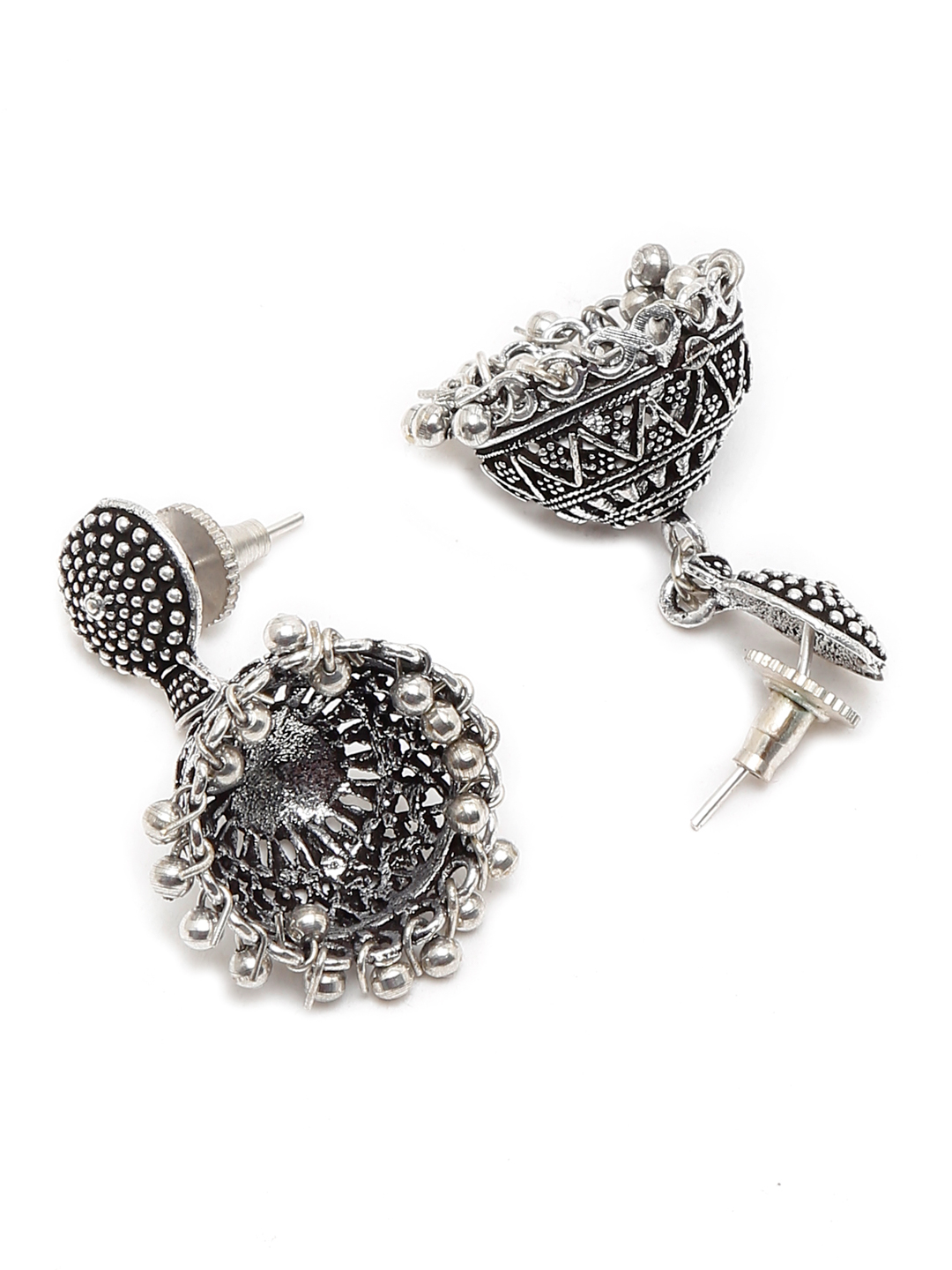YouBella Jewellery Set for Women Oxidised Silver TradItional Necklace Jewellery Set with Earrings , Rings and Nose Clip for Girls and Women (Style 3)
