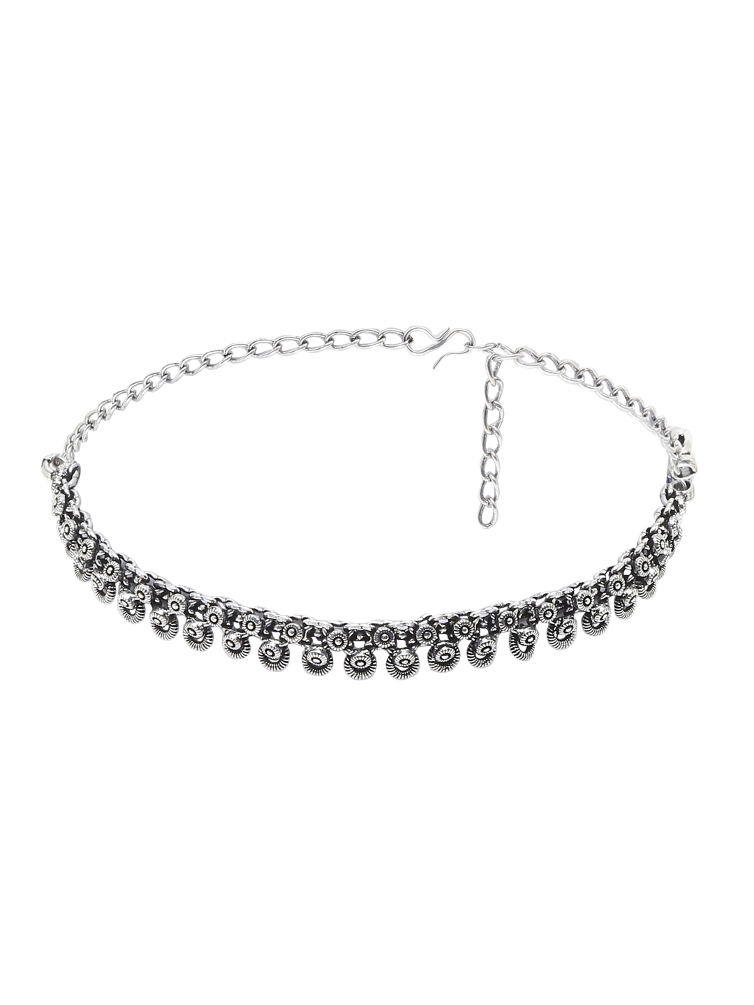 YouBella Jewellery Set for Women Oxidised Silver TradItional Necklace Jewellery Set with Earrings , Rings and Nose Clip for Girls and Women (Style 4)