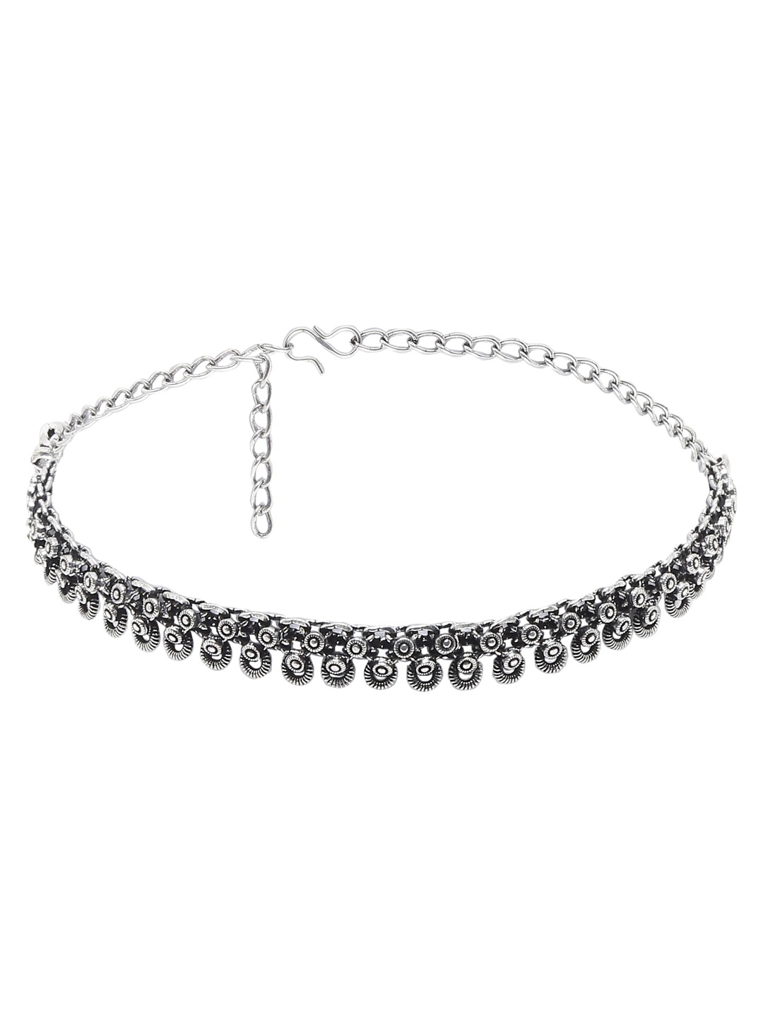 YouBella Jewellery Set for Women Oxidised Silver TradItional Necklace Jewellery Set with Earrings , Rings and Nose Clip for Girls and Women (Style 5)