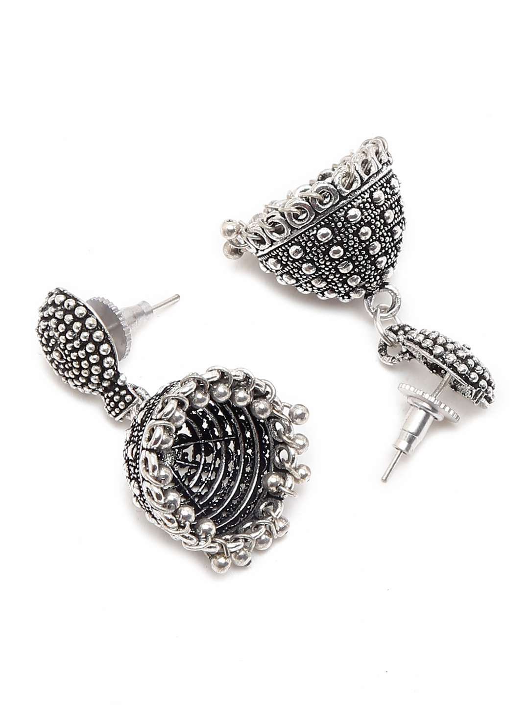 YouBella Jewellery Set for Women Oxidised Silver TradItional Necklace Jewellery Set with Earrings , Rings and Nose Clip for Girls and Women (Style 5)