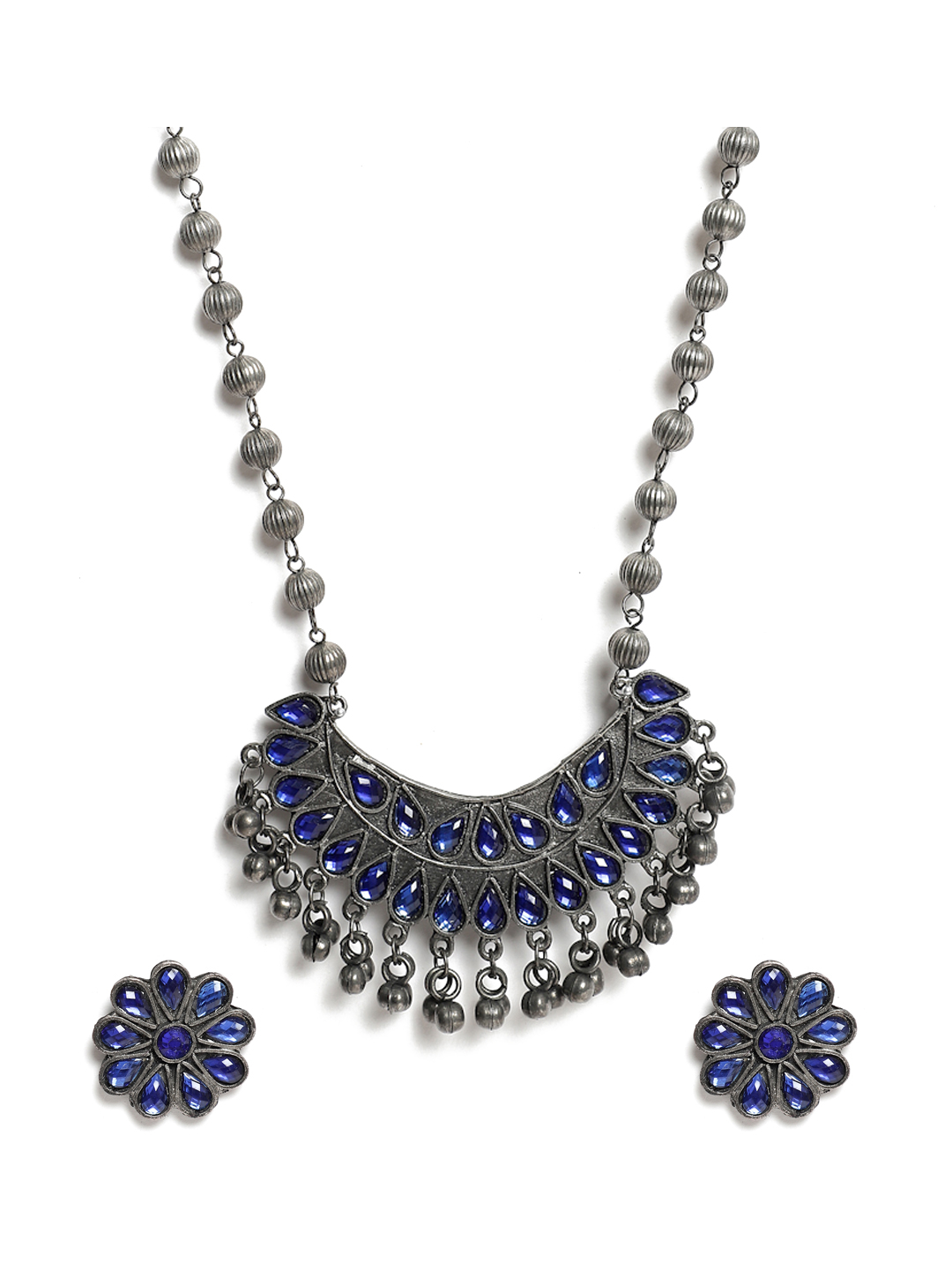 YouBella Jewellery Oxidised Silver Necklace Jewellery Set for Girls and Women