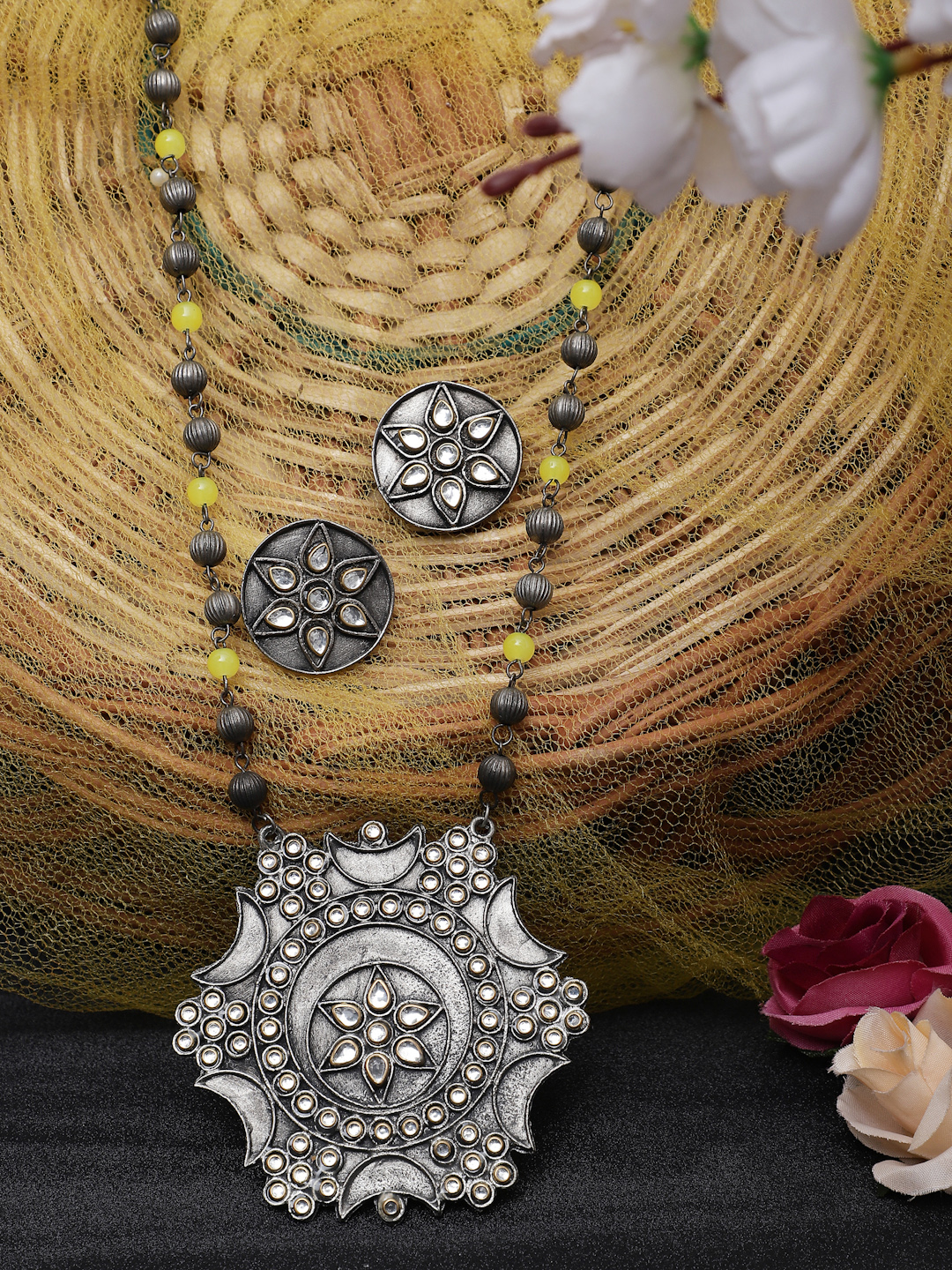 YouBella Jewellery Oxidised Silver Necklace Jewellery Set for Girls and Women