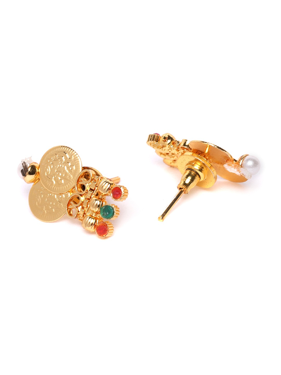 YouBella Green  Red Gold-Plated Stone-Studded Beaded Jewellery Set