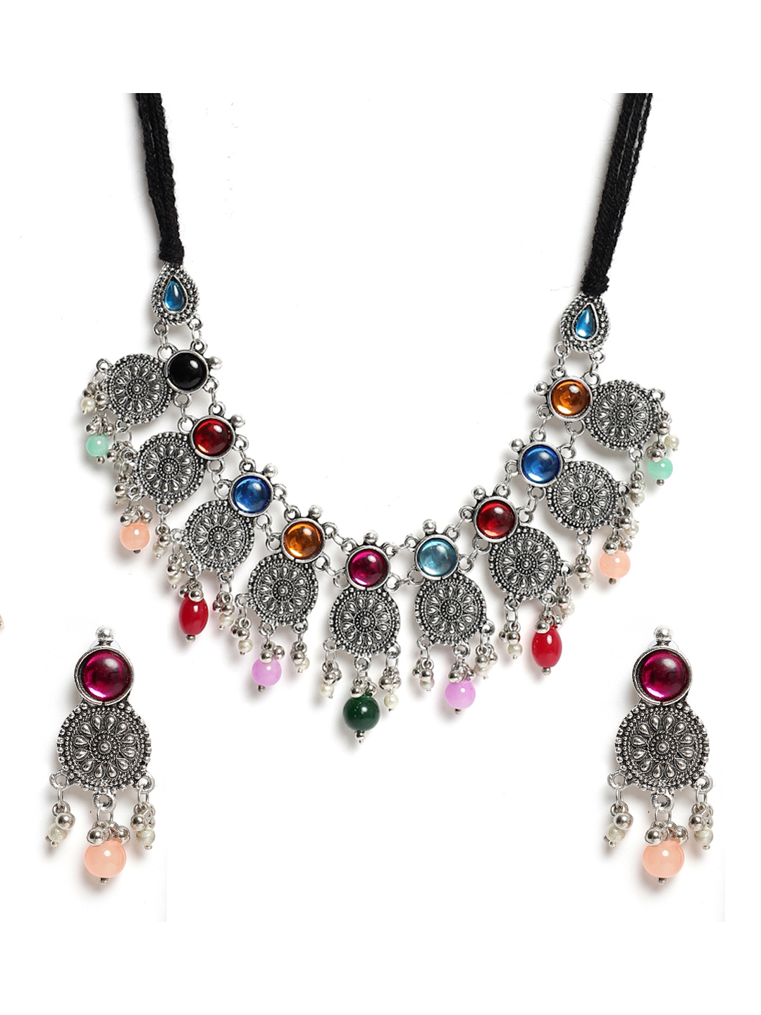YouBella Jewellery Oxidised Silver Necklace Jewellery Set for Girls and Women