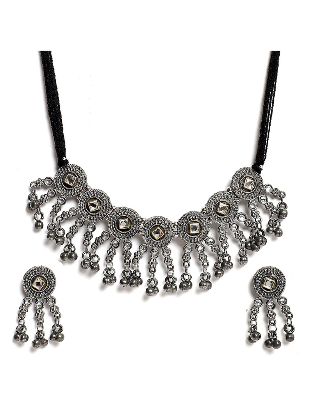 YouBella Jewellery Oxidised Silver Necklace Jewellery Set for Girls and Women
