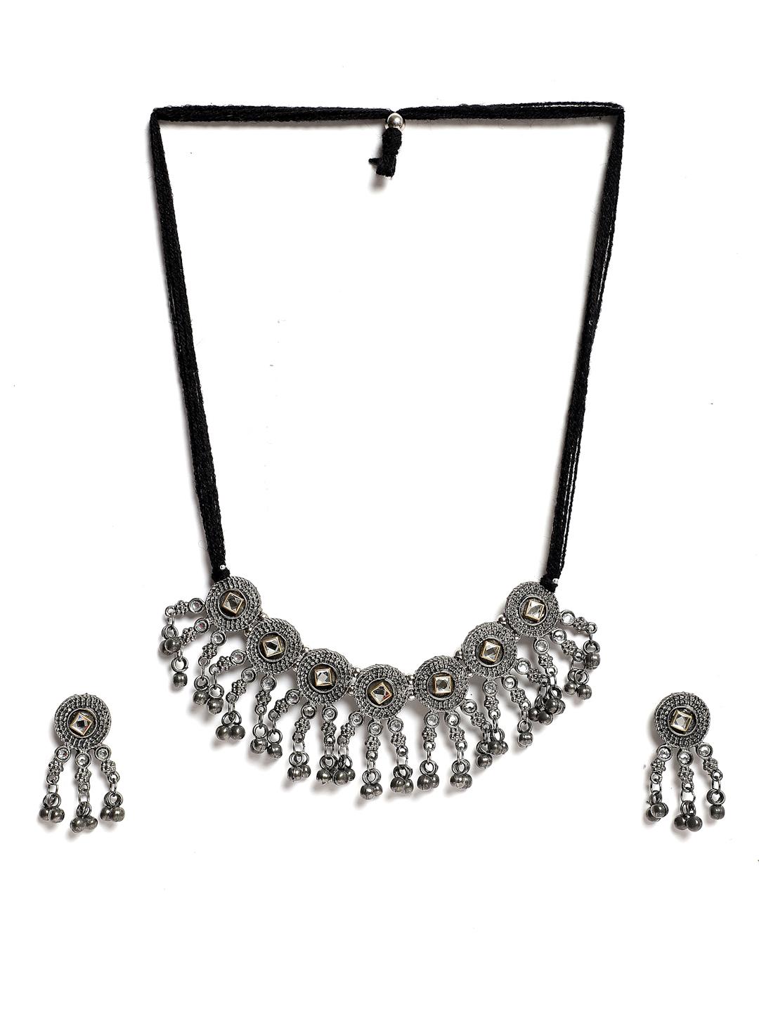 YouBella Jewellery Oxidised Silver Necklace Jewellery Set for Girls and Women