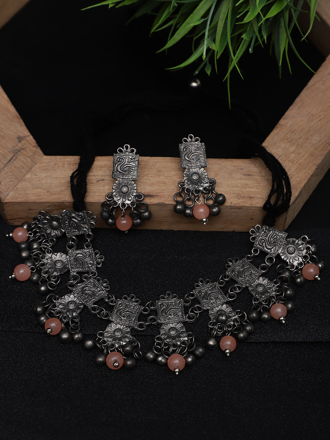 YouBella Jewellery Oxidised Silver Necklace Jewellery Set for Girls and Women
