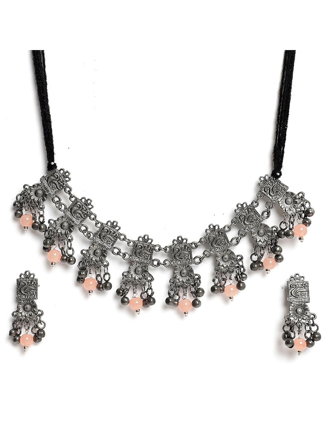 YouBella Jewellery Oxidised Silver Necklace Jewellery Set for Girls and Women