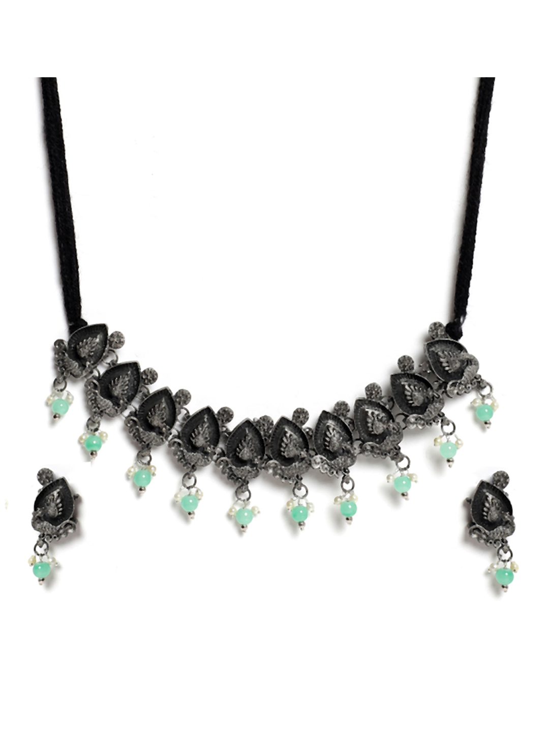 YouBella Jewellery Oxidised Silver Necklace Jewellery Set for Girls and Women