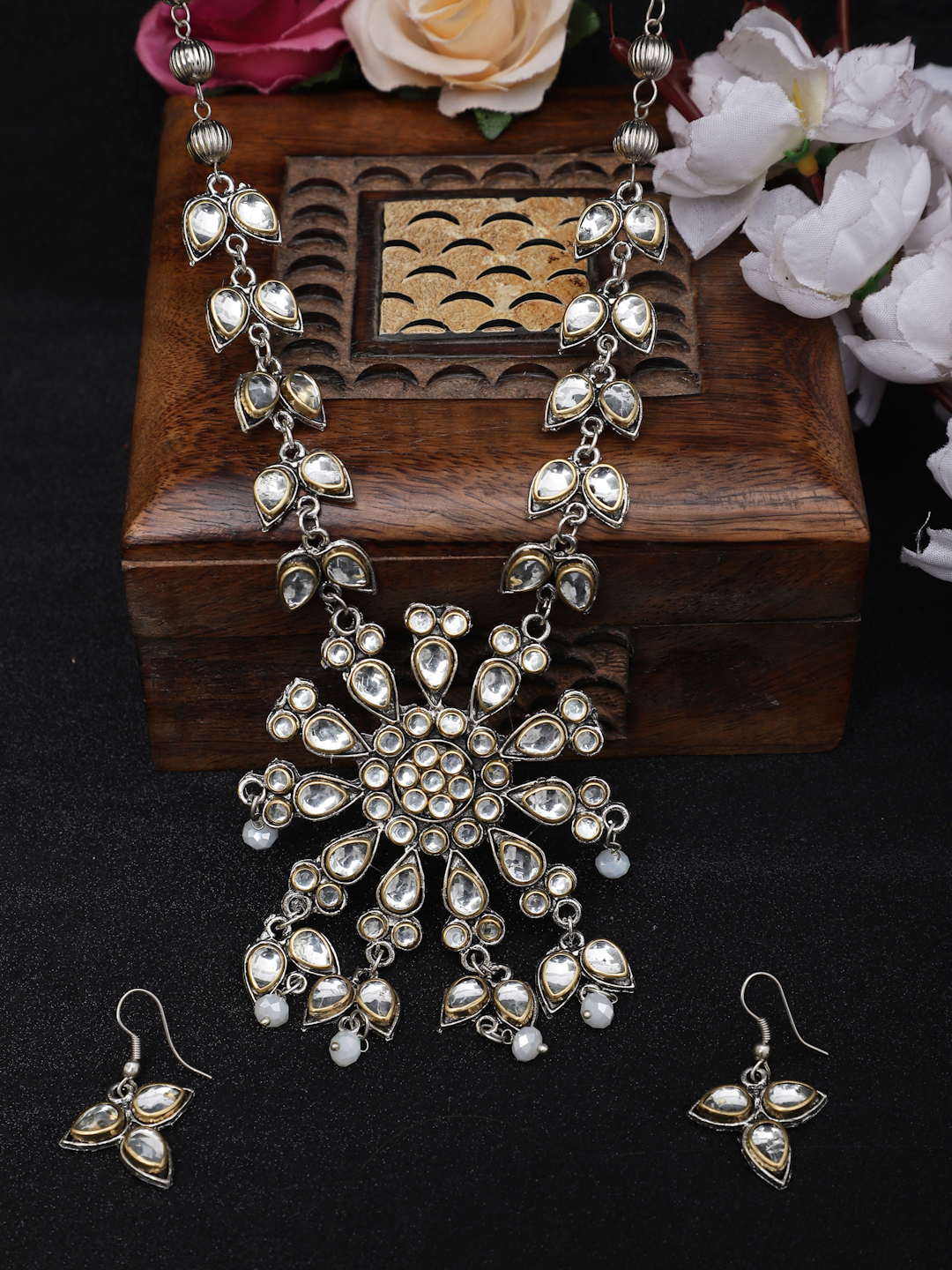 YouBella Jewellery Oxidised Silver Necklace Jewellery Set for Girls and Women