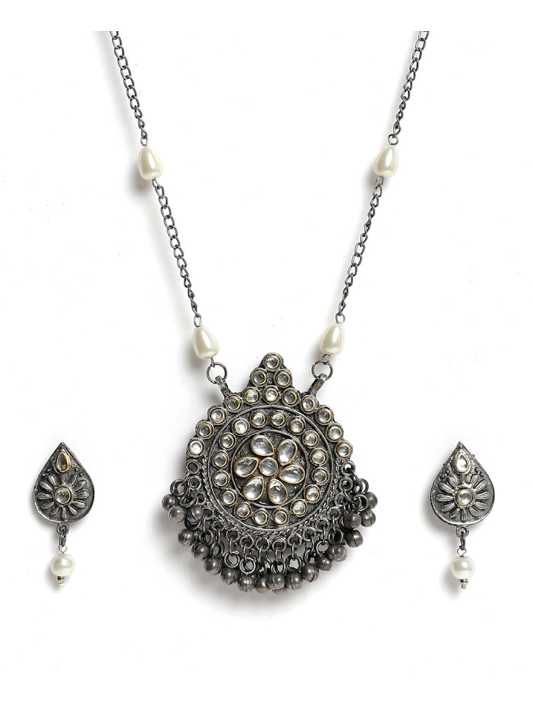 YouBella Jewellery Oxidised Silver Necklace Jewellery Set for Girls and Women
