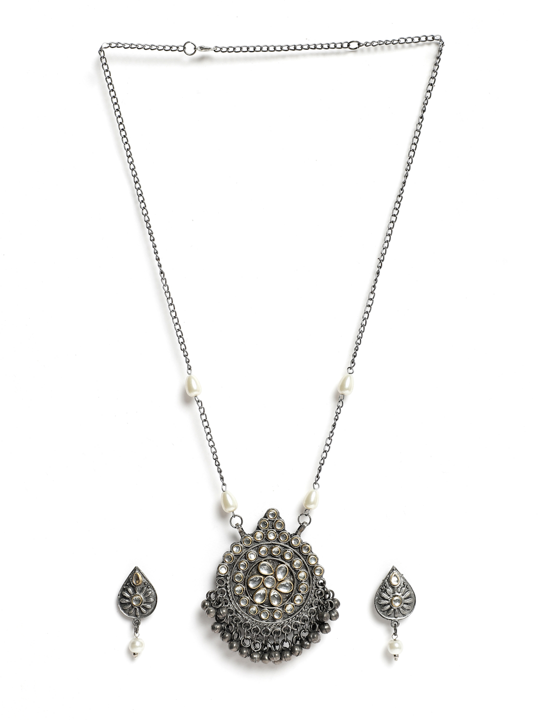 YouBella Jewellery Oxidised Silver Necklace Jewellery Set for Girls and Women