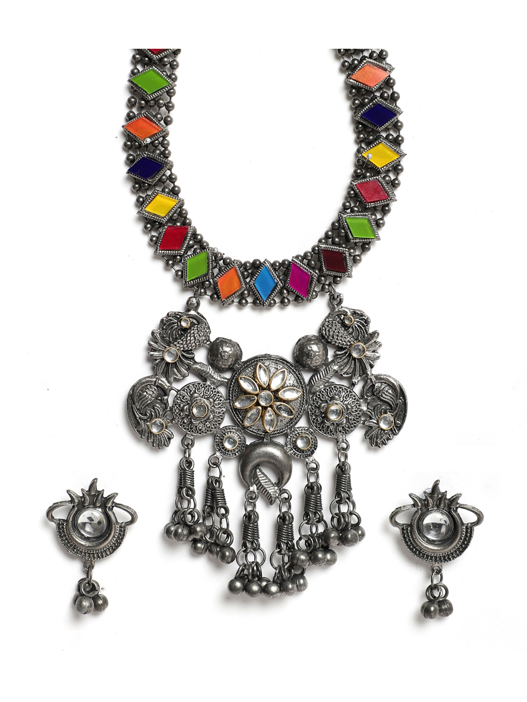 YouBella Jewellery Oxidised Silver Necklace Jewellery Set for Girls and Women