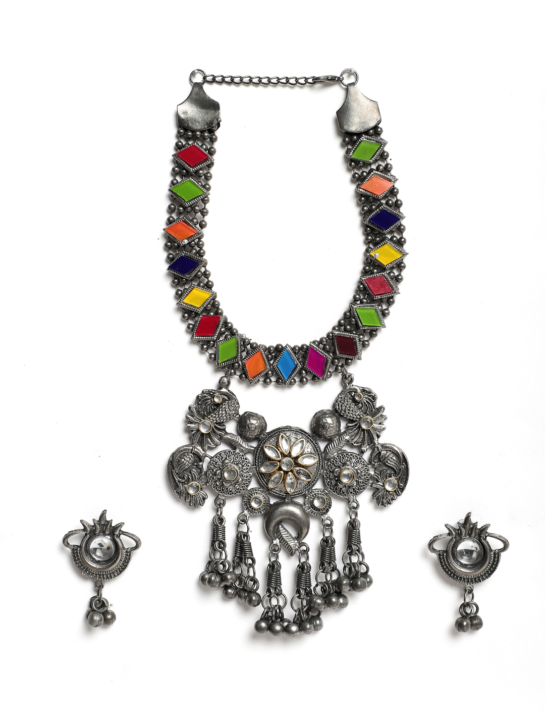 YouBella Jewellery Oxidised Silver Necklace Jewellery Set for Girls and Women