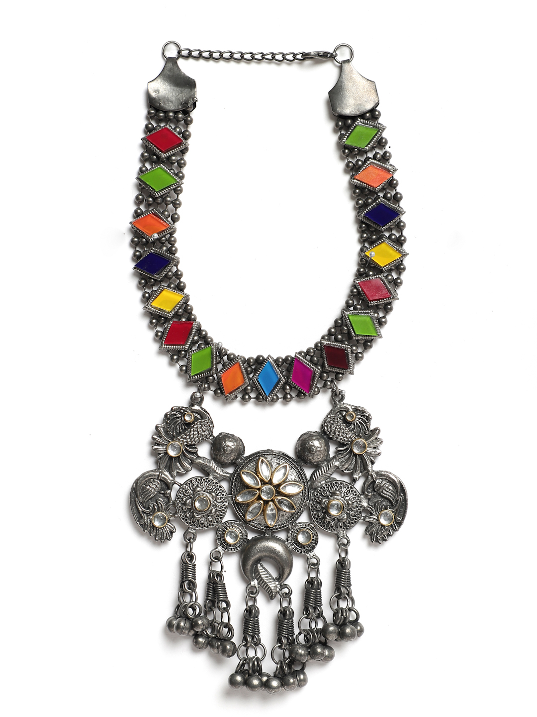YouBella Jewellery Oxidised Silver Necklace Jewellery Set for Girls and Women