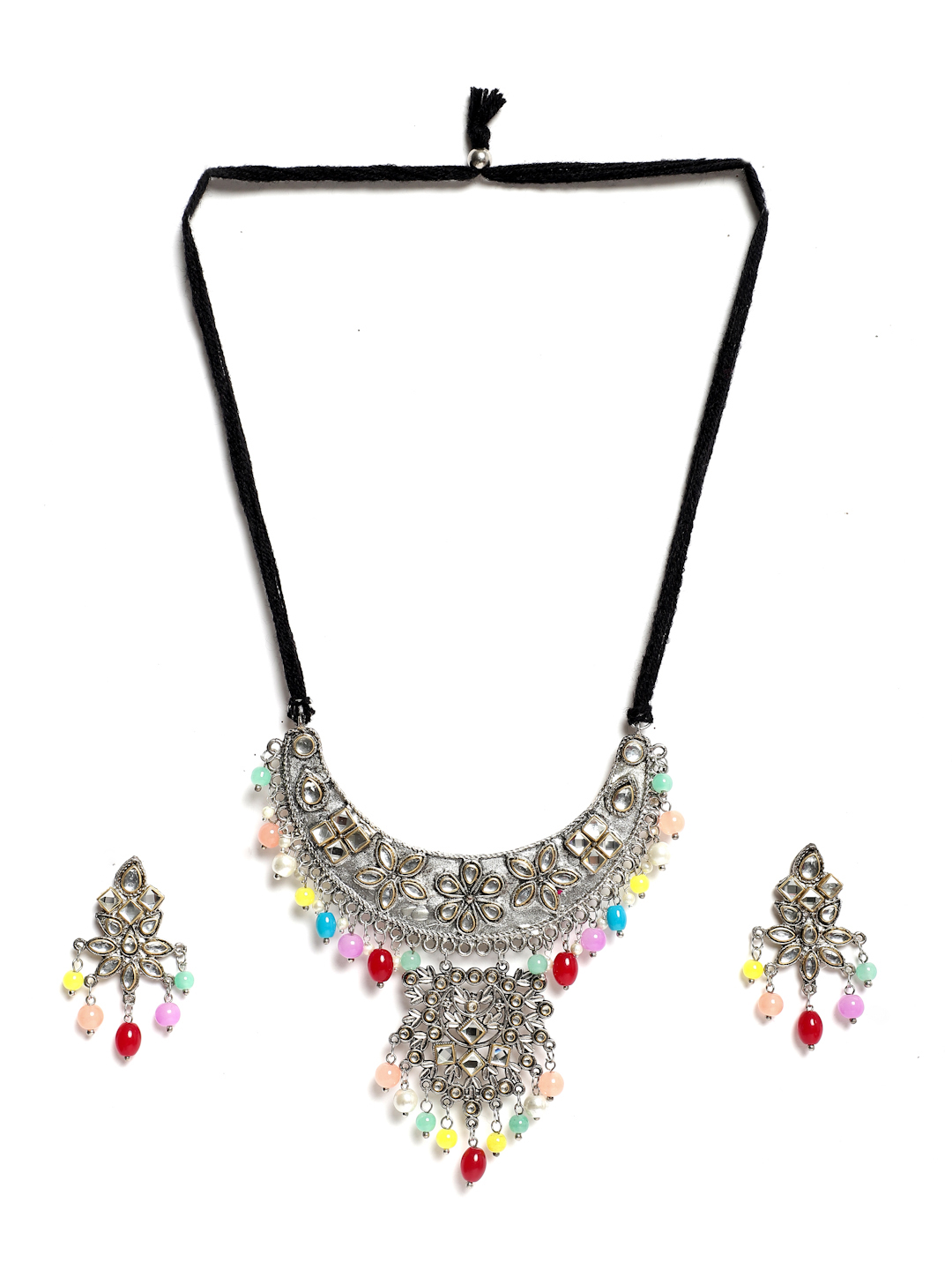 YouBella Jewellery Oxidised Silver Necklace Jewellery Set for Girls and Women
