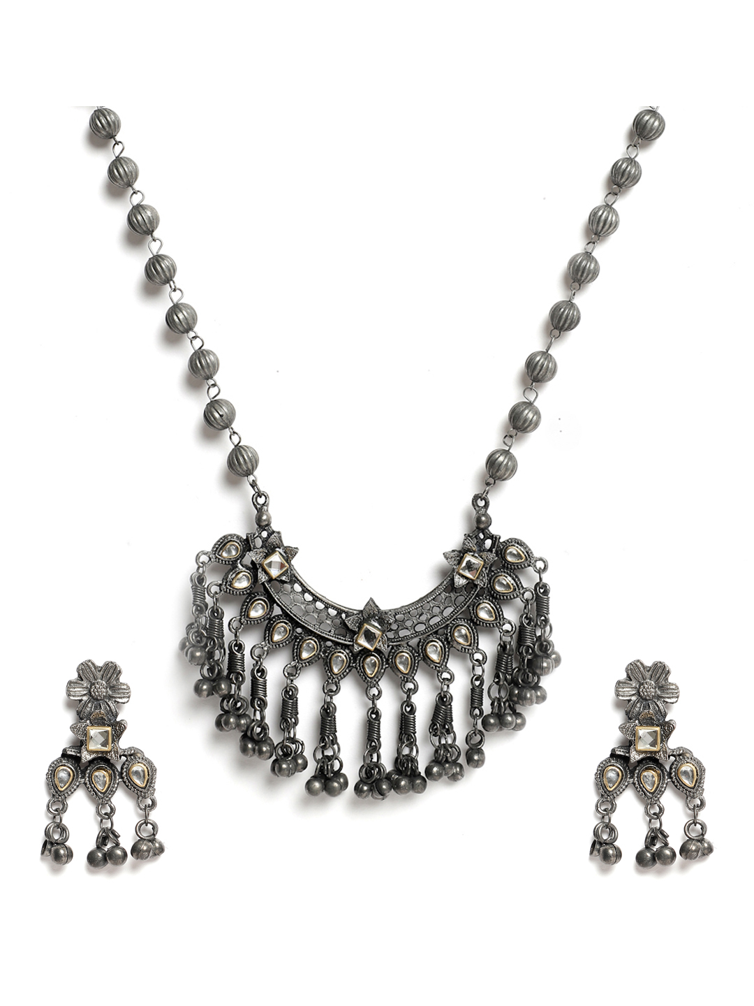 YouBella Jewellery Oxidised Silver Necklace Jewellery Set for Girls and Women