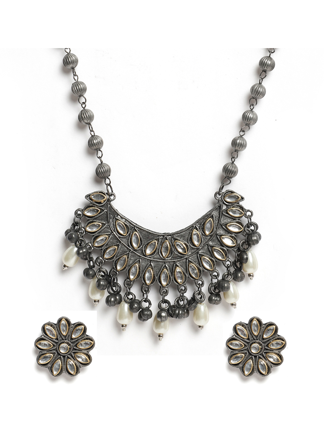YouBella Jewellery Oxidised Silver Necklace Jewellery Set for Girls and Women