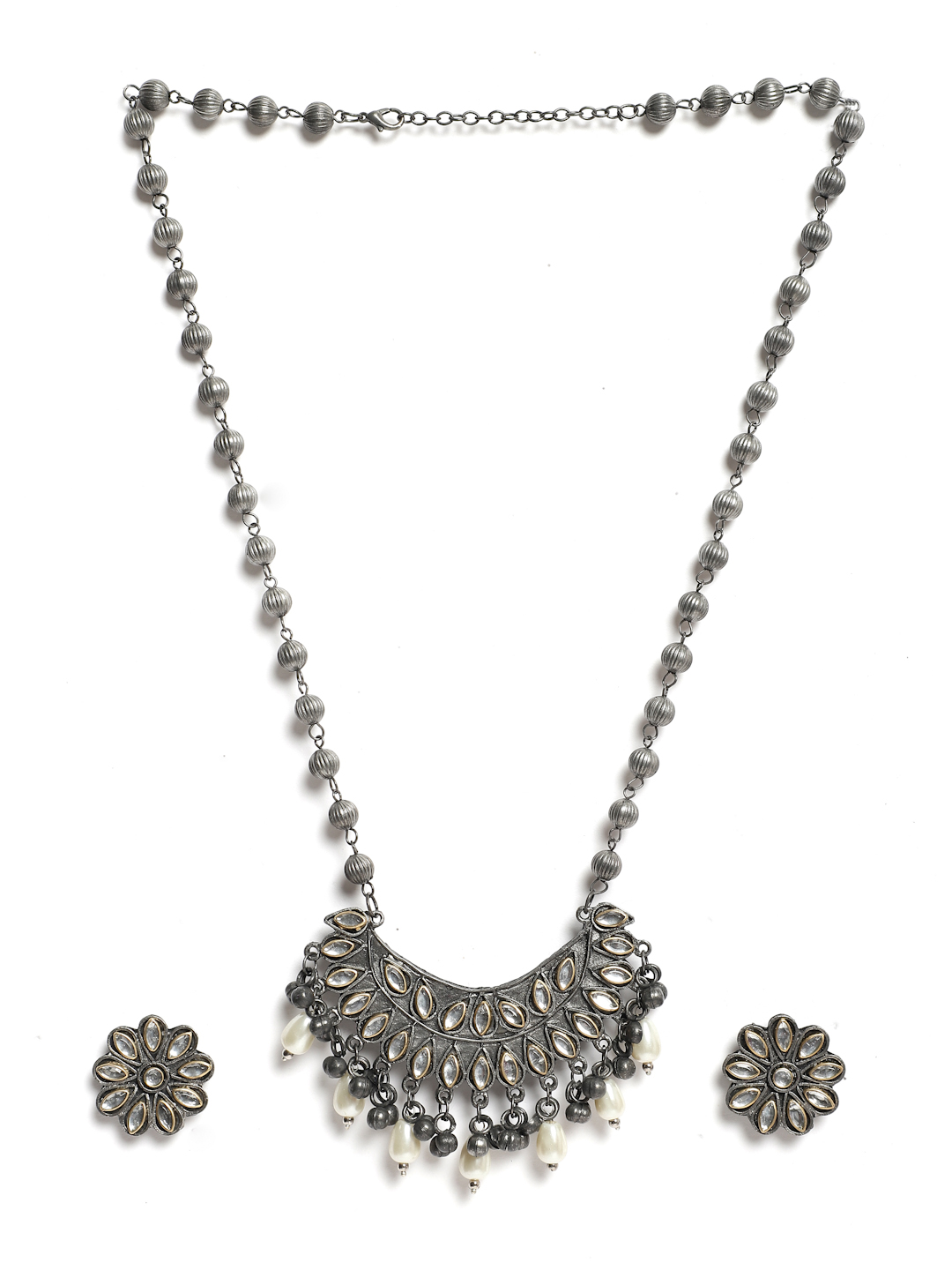 YouBella Jewellery Oxidised Silver Necklace Jewellery Set for Girls and Women