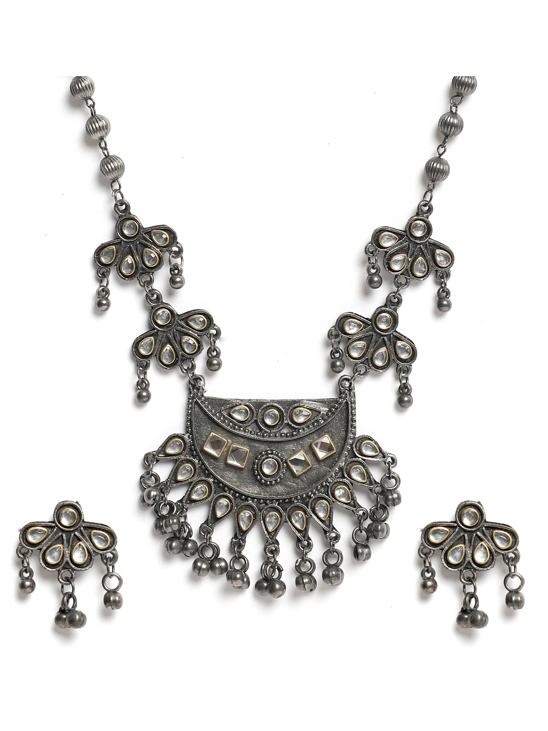 YouBella Jewellery Oxidised Silver Necklace Jewellery Set for Girls and Women