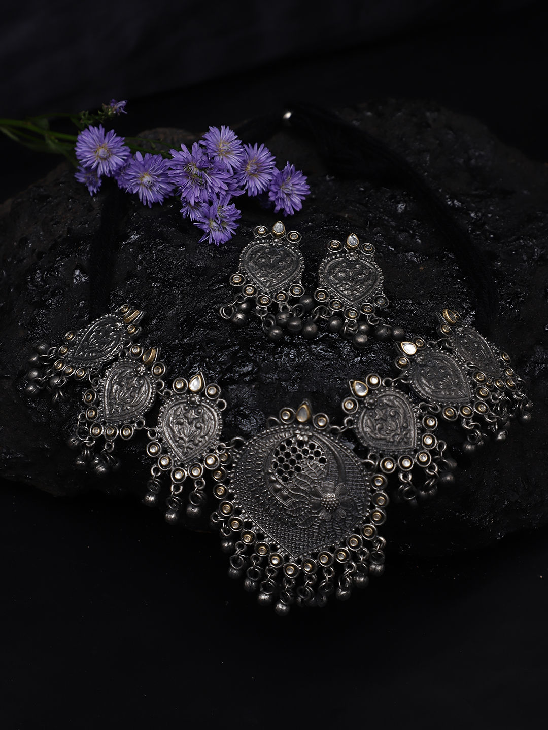 YouBella Jewellery Oxidised Silver Necklace Jewellery Set for Girls and Women