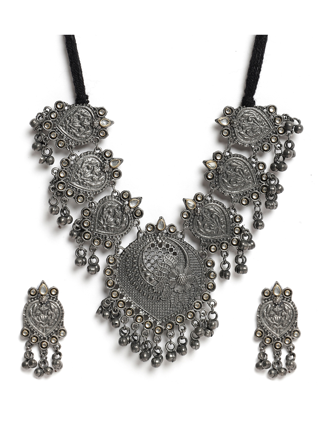 YouBella Jewellery Oxidised Silver Necklace Jewellery Set for Girls and Women