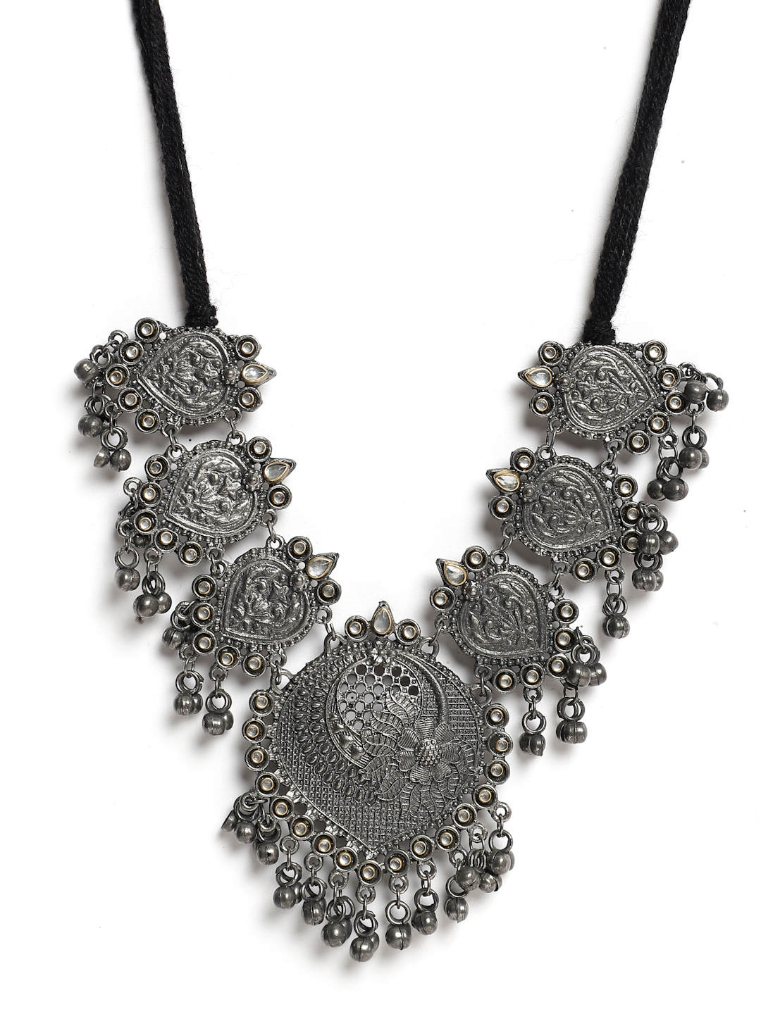 YouBella Jewellery Oxidised Silver Necklace Jewellery Set for Girls and Women