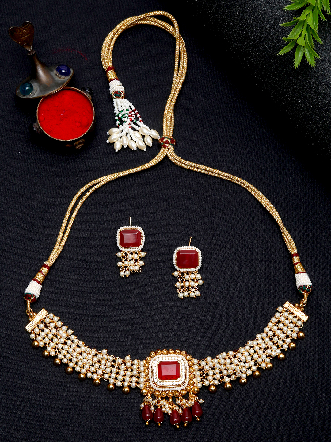 YouBella Jewellery Celebrity Inspired Gold Plated Necklace Jewellery Set for Girls and Women