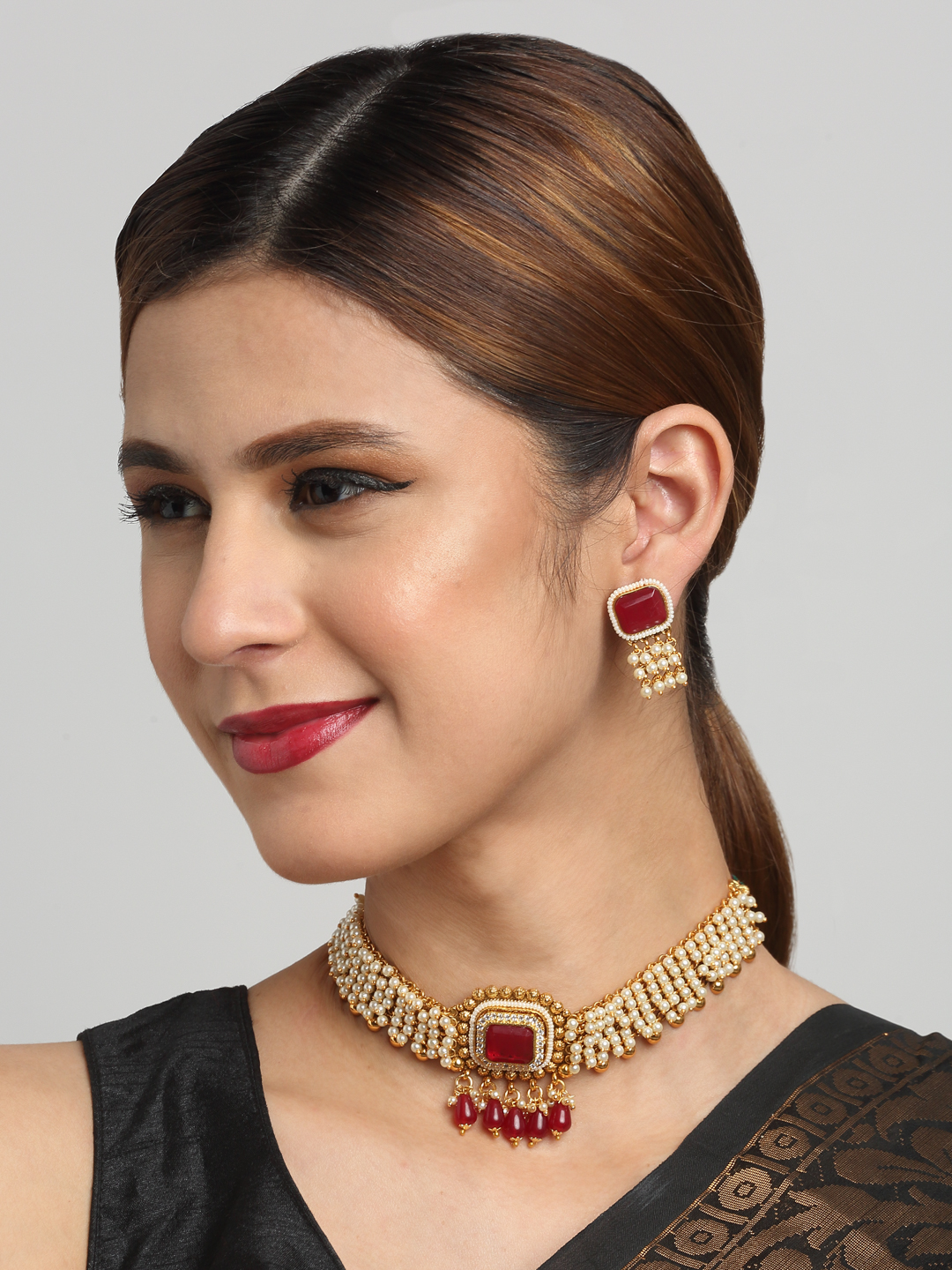 YouBella Jewellery Celebrity Inspired Gold Plated Necklace Jewellery Set for Girls and Women