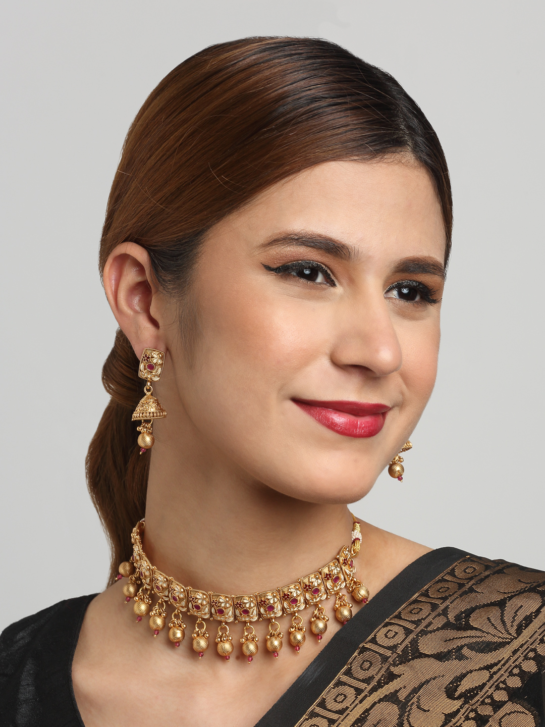 YouBella Jewellery Celebrity Inspired Gold Plated Necklace Jewellery Set for Girls and Women