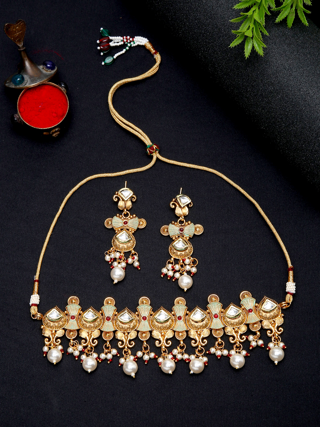 YouBella Jewellery Celebrity Inspired Gold Plated Necklace Jewellery Set for Girls and Women
