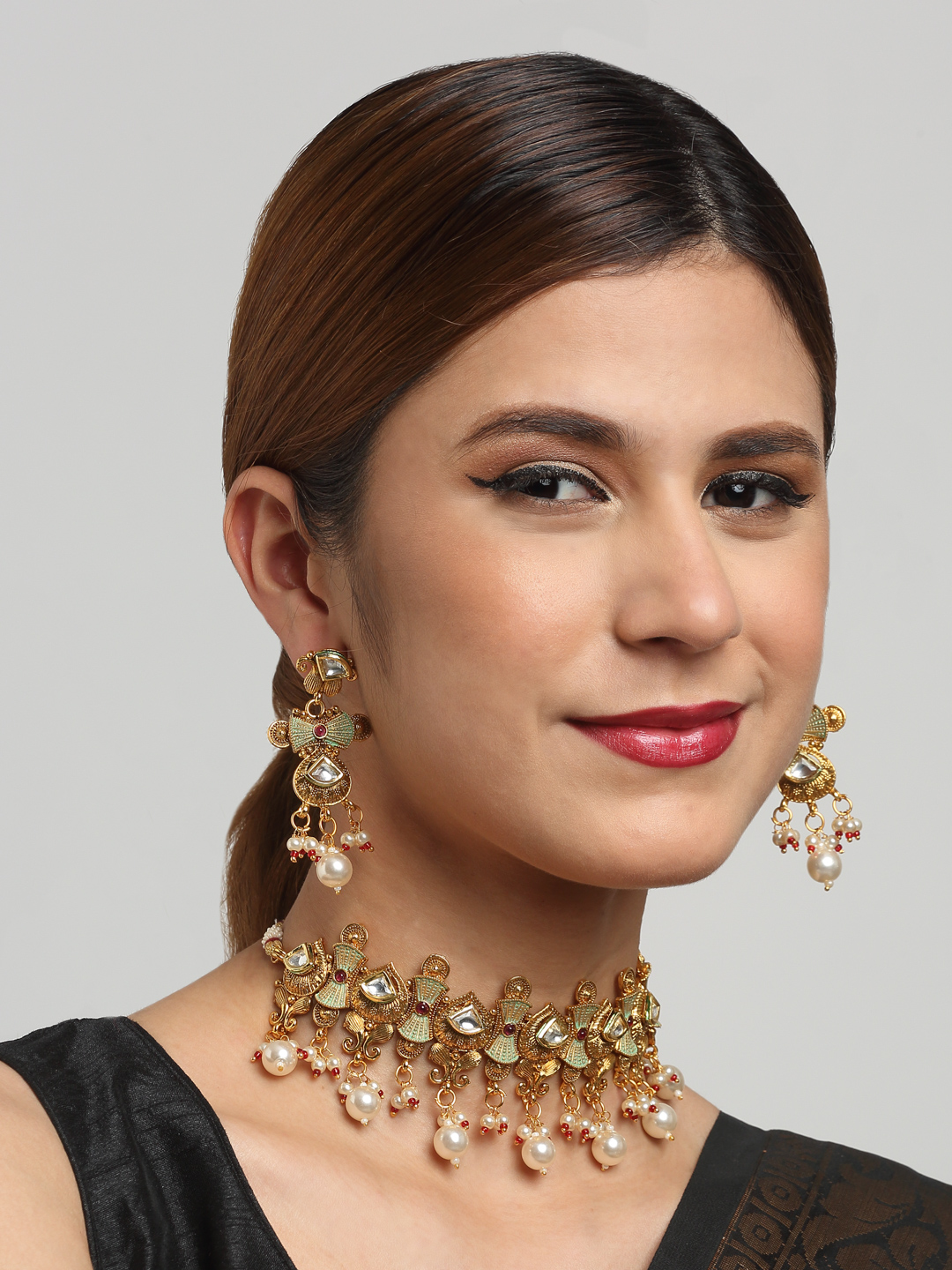 YouBella Jewellery Celebrity Inspired Gold Plated Necklace Jewellery Set for Girls and Women
