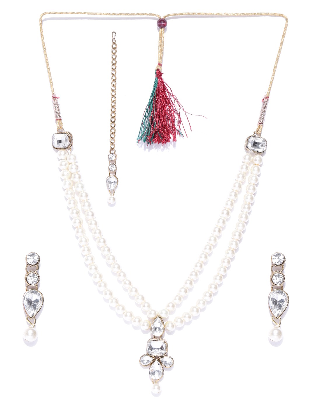 YouBella Jewellery Pearl Studded Gold Plated Necklace Jewellery Set with Earrings for Girls and Women (White) (YBNK_50534)