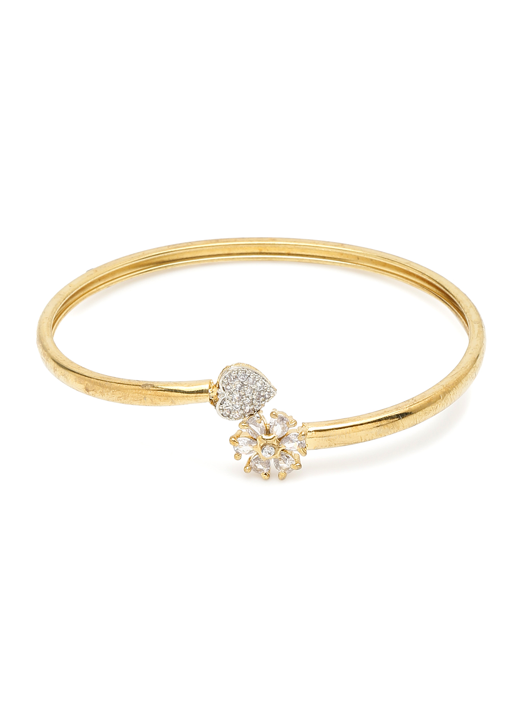 YouBella Jewellery Celebrity Inspired American Diamond Studded Necklace Jewellery Set with Earrings, Ring and Bracelet for Girls and Women (Gold) (YBNK_50542)