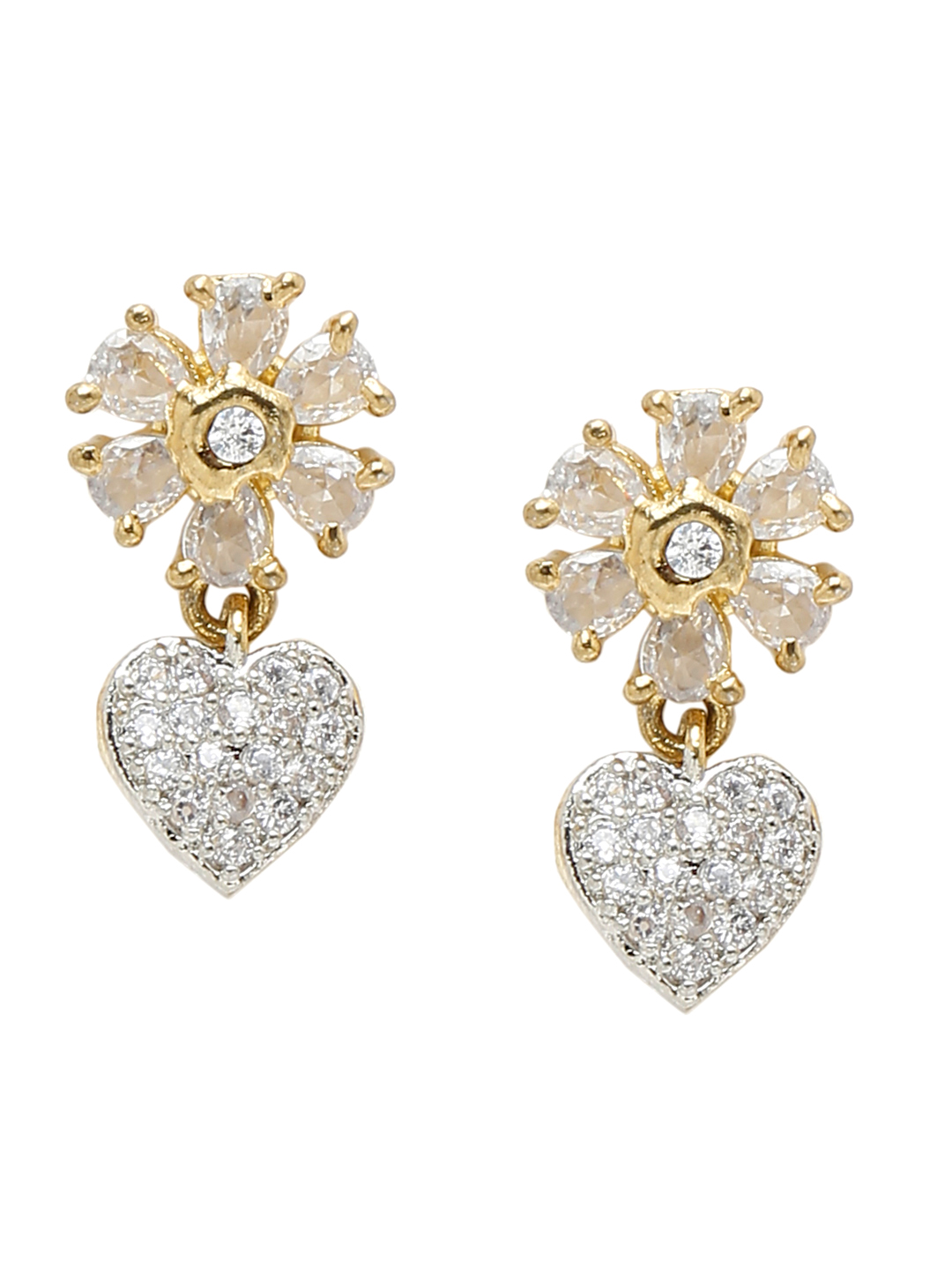 YouBella Jewellery Celebrity Inspired American Diamond Studded Necklace Jewellery Set with Earrings, Ring and Bracelet for Girls and Women (Gold) (YBNK_50542)