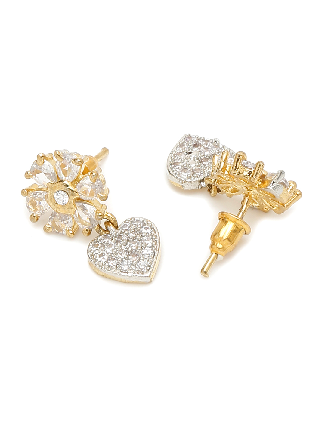 YouBella Jewellery Celebrity Inspired American Diamond Studded Necklace Jewellery Set with Earrings, Ring and Bracelet for Girls and Women (Gold) (YBNK_50542)