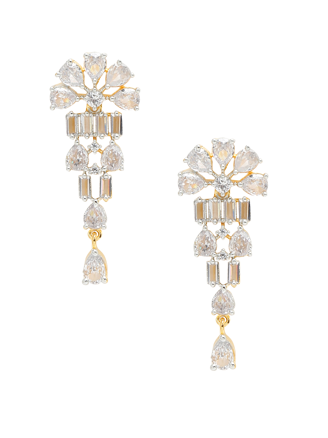 YouBella Jewellery Celebrity Inspired American Diamond Studded Necklace Jewellery Set with Earrings for Girls and Women (Gold) (YBNK_50543)