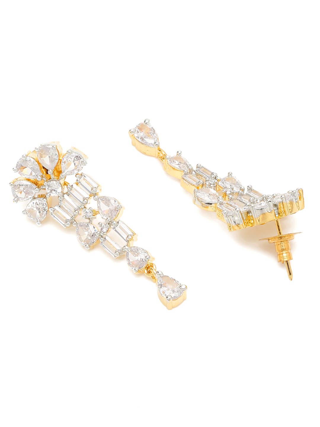 YouBella Jewellery Celebrity Inspired American Diamond Studded Necklace Jewellery Set with Earrings for Girls and Women (Gold) (YBNK_50543)